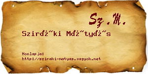 Sziráki Mátyás névjegykártya
