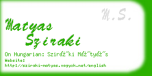 matyas sziraki business card